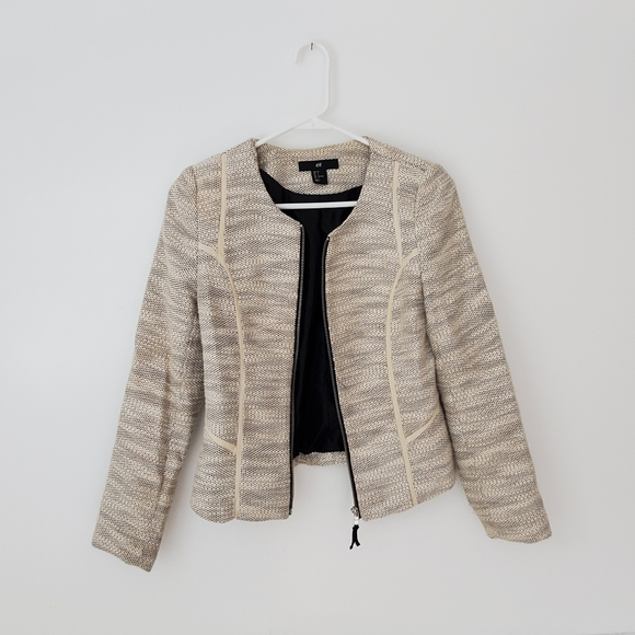 H&M Jackets & Blazers - H&M White & Black Tweed Jacket - size 4